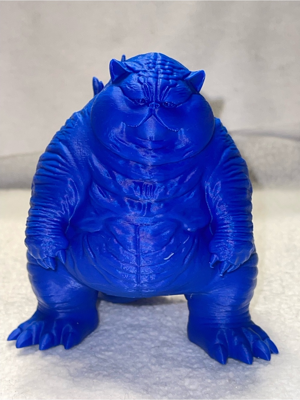 Blue Sculpted Creature Figurine. 3-D print art.